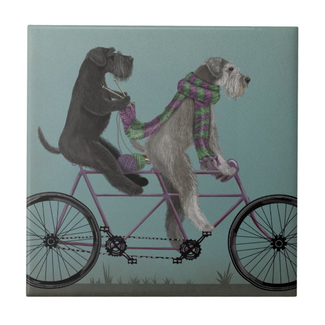Schnauzer Tandem Ceramic Tile (Front)