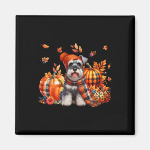 Schnauzer Thanksgiving Leopard Pumpkins Fall Leave Magnet