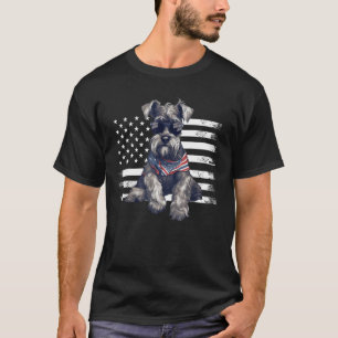 Schnauzer USA Flag 4th Of July Dog Dad Father s Da T-Shirt