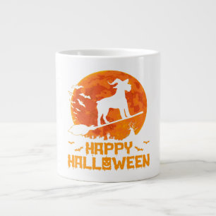 Schnauzer Witch Broomstick Halloween Gift Large Coffee Mug