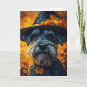Schnauzer Witch Halloween Holiday Card