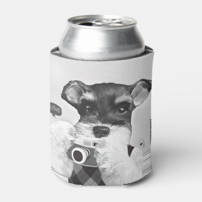 Schnauzer with Camera Can Cooler (Can Front)