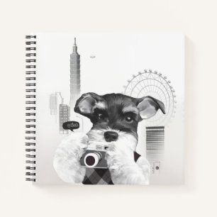 Schnauzer with Camera Notebook