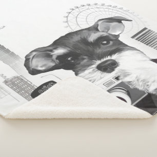 Schnauzer with Camera Sherpa Blanket