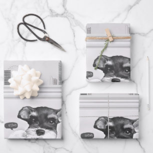 Schnauzer with Camera Wrapping Paper Sheet