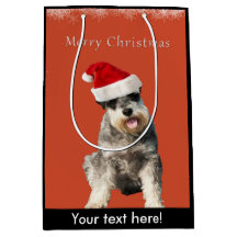 Schnauzer with Christmas hat