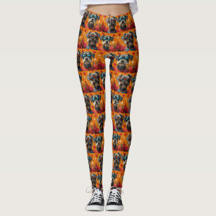 Schnauzer with Heart Roses Valentine's Day Leggings