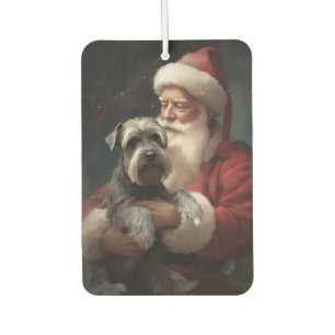Schnauzer With Santa Claus Festive Christmas Car Air Freshener