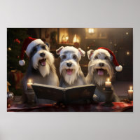 Schnauzers Christmas Caroling Festive Holiday