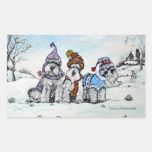 Schnauzers in Winter Rectangular Sticker