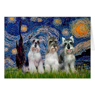 Schnauzers (three) - Starry Night