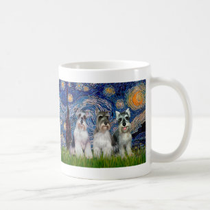 Schnauzers (three) - Starry Night Coffee Mug