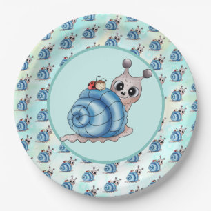 Schneckenhaus blau paper plate