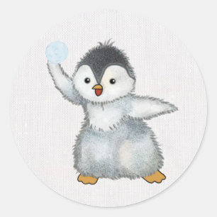 Schneeballschlacht classic round sticker