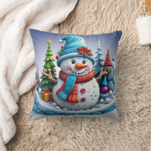 Schneemann in Winterlandschaft - Cushion