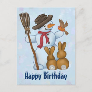 Schneemann mit tieren postcard