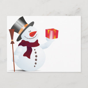Schneemann / Snowman for Christmas / X-mas Holiday Postcard