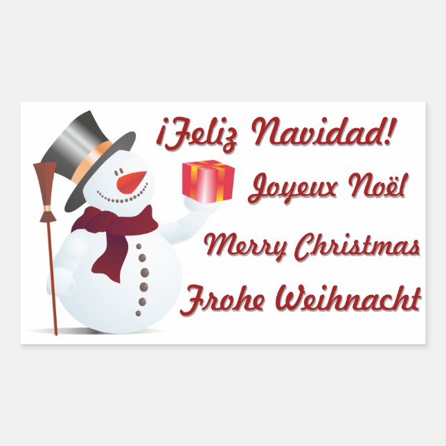 Schneemann / Snowman for Christmas / X-mas Rectangular Sticker (Front)