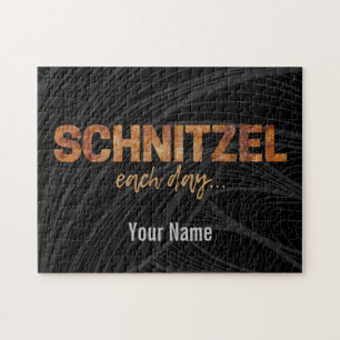 Schnitzel Each Day Funny Cutlet Escalope Design Jigsaw Puzzle