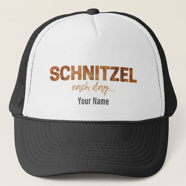 Schnitzel Each Day Funny Design for Oktoberfest Lu Trucker Hat (Front)