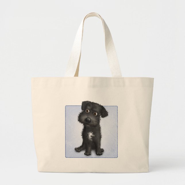Schnoodle (Black) Large Tote Bag (Front)