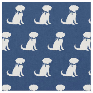 Schnoodle Dog Silhouette Pet Navy Blue Fabric