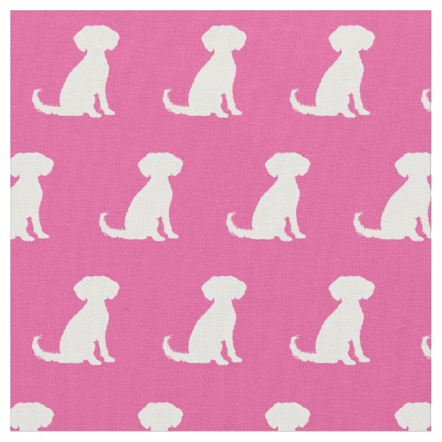 Schnoodle Dog Silhouette Pet Pink Fabric (Close Up)