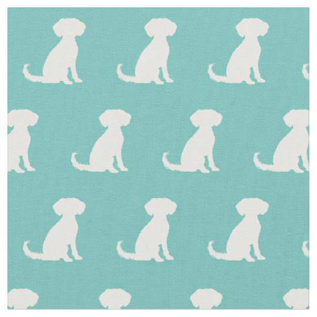 Schnoodle Dog Silhouette Pet Teal Fabric (Close Up)