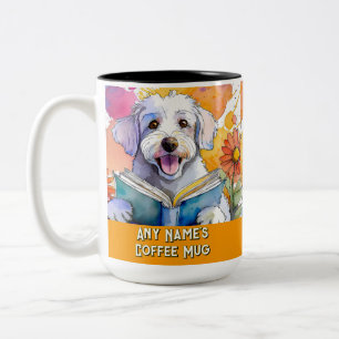 Schnoodle Reading the Big Book Two-Tone Coffee Mug