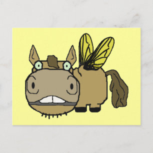 Schnozzle Horse Horsefly Cartoon Postcard