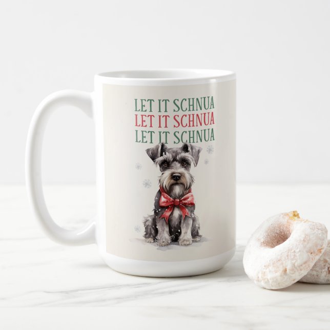 Schnuazer Funny Dog Pun Christmas Coffee Mug (With Donut)
