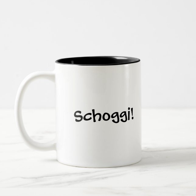 Schoggi! Swiss hot chocolate mug with flag (Left)