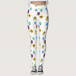 Scholar, horror, ghost cute emojis on white leggings