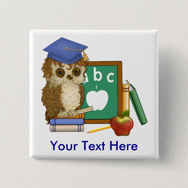 Scholar Owl 15 Cm Square Badge (Front)
