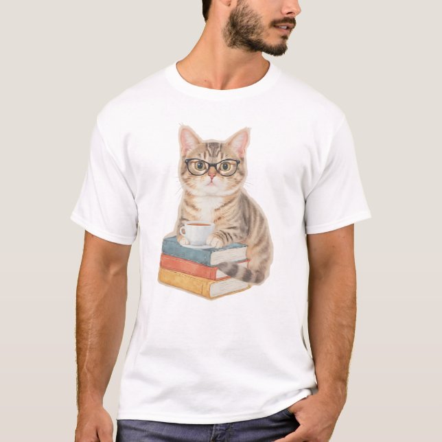 Scholarly Cat T-Shirt (Front)
