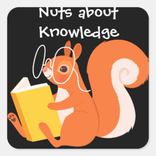Scholarly Squirrel Square Sticker