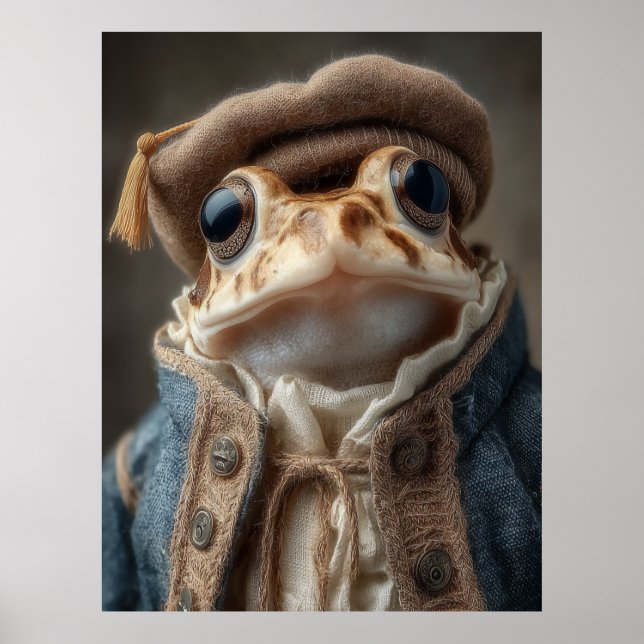 Scholarly Toad in Vintage Attire Poster (Front)