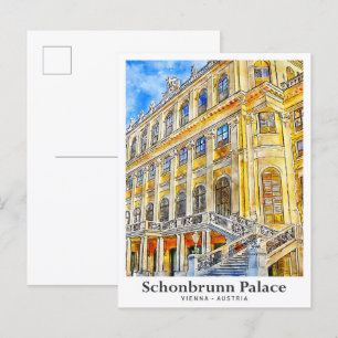 Schonbrunn Palace Vienna Austria Travel Watercolor Postcard