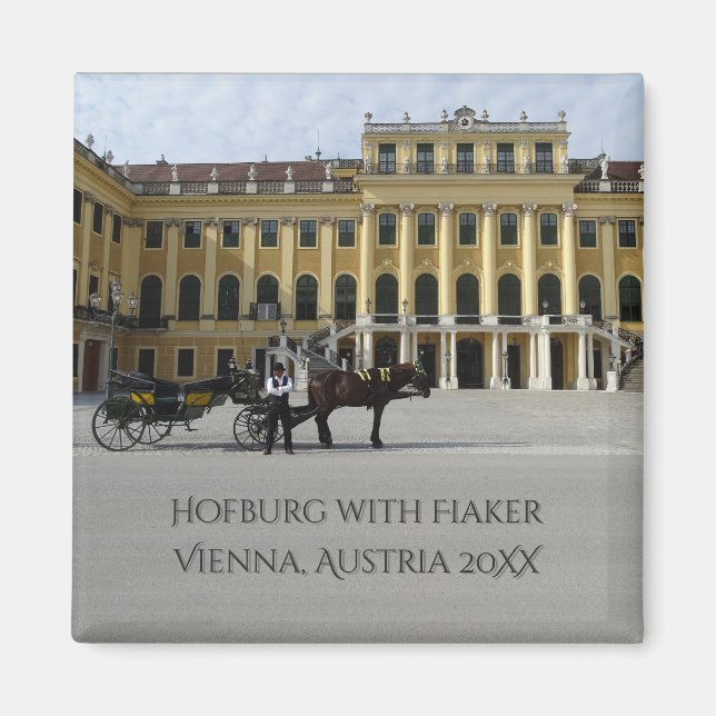 Schönbrunn Palace with Fiaker Vienna, Austria Magnet (Front)