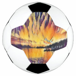 Schöner Sonnenaufgang als Aquarell Design Soccer Ball