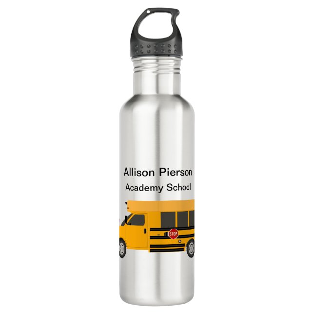 School Academy University Bus Water Bottles (Front)