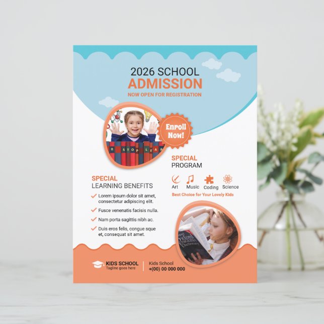 School Admission Flyer Template (Standing Front)