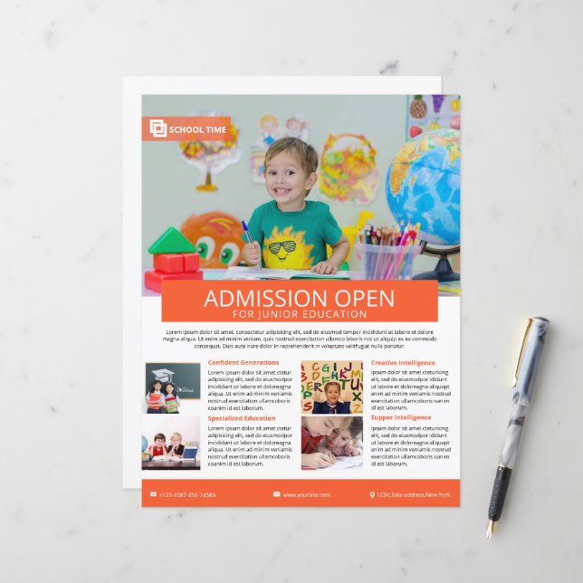 School Admission Flyer Template  (Front/Back In Situ)