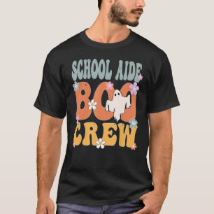 School Aide Boo Crew Ghost Retro Groovy Halloween T-Shirt