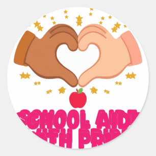 School Aide With Pride Heart Fun Round Sticker