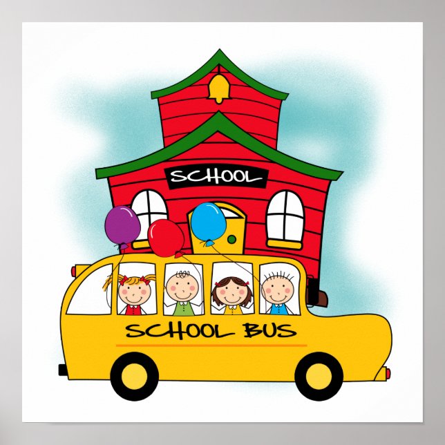School and School Bus T-shirts and Gifts Poster (Front)