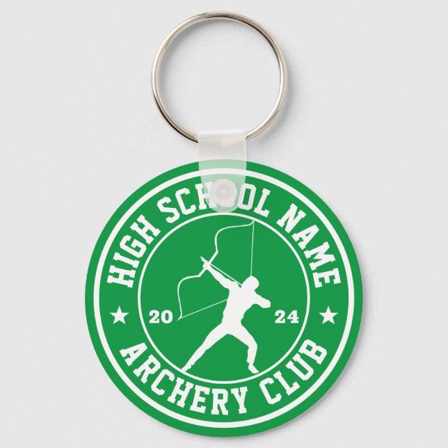 School Archery Club Sports Team Personalised Key Ring (Front)
