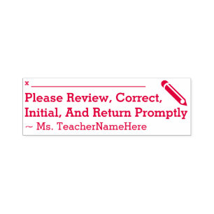 School Assignment Review & Educator Name Self-inking Stamp