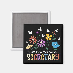 School Attendance Secretary Wildflowers Groovy Magnet