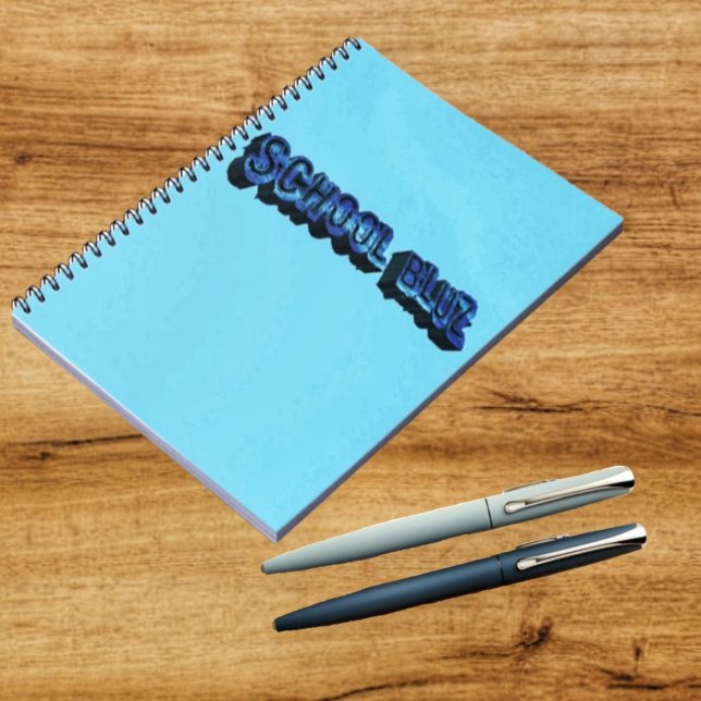 School Bluz-3DII  Notebook (This customized notebook, is a cool change, from the regular-looking, spiral notebooks!)